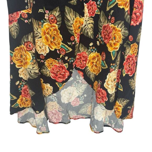 Farm Rio Anthropologie Maxi Skirt Y2K Boho Art Floral Ruffled Asymmetrical Sz XL - Picture 6 of 13